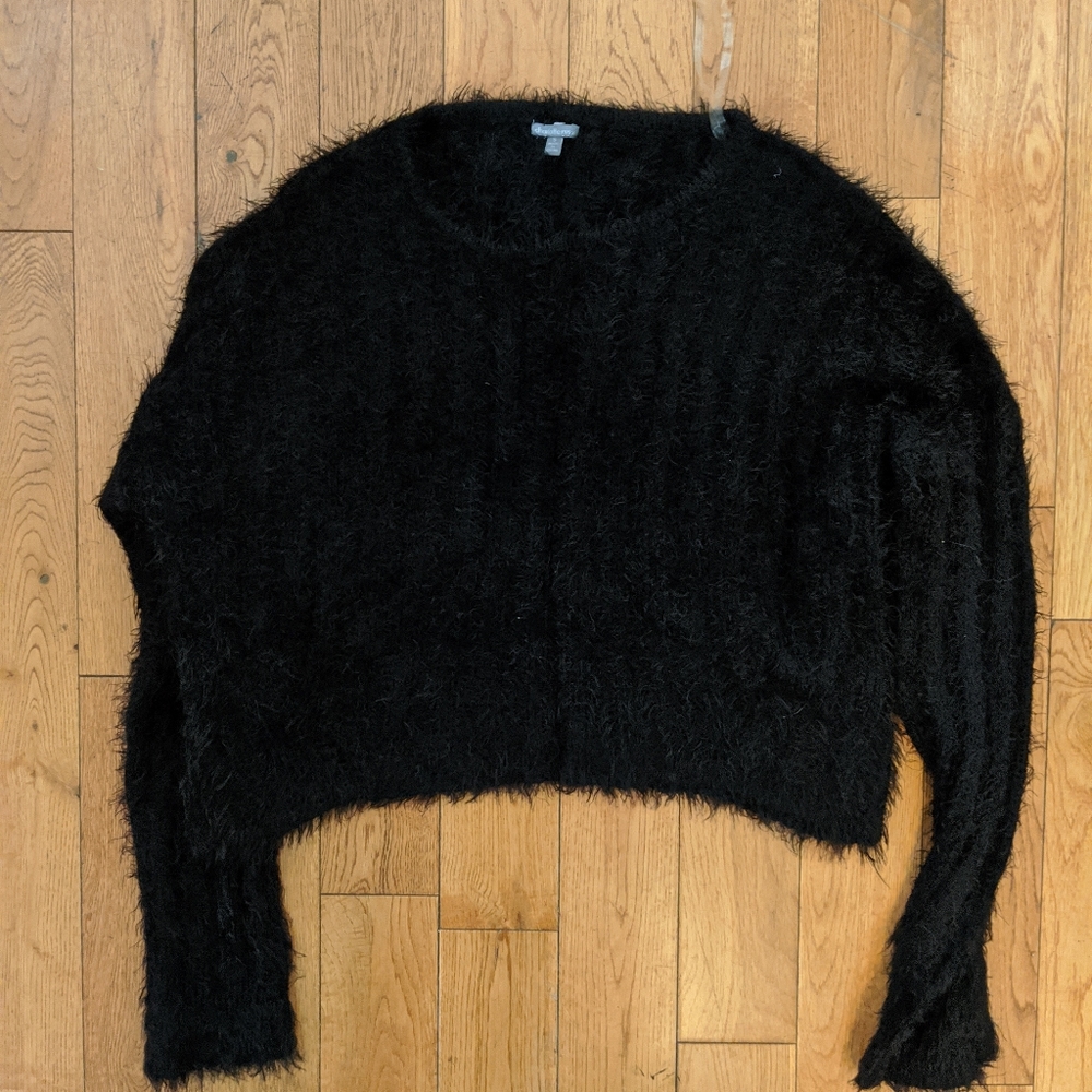 Black eyelash fuzzy sweater